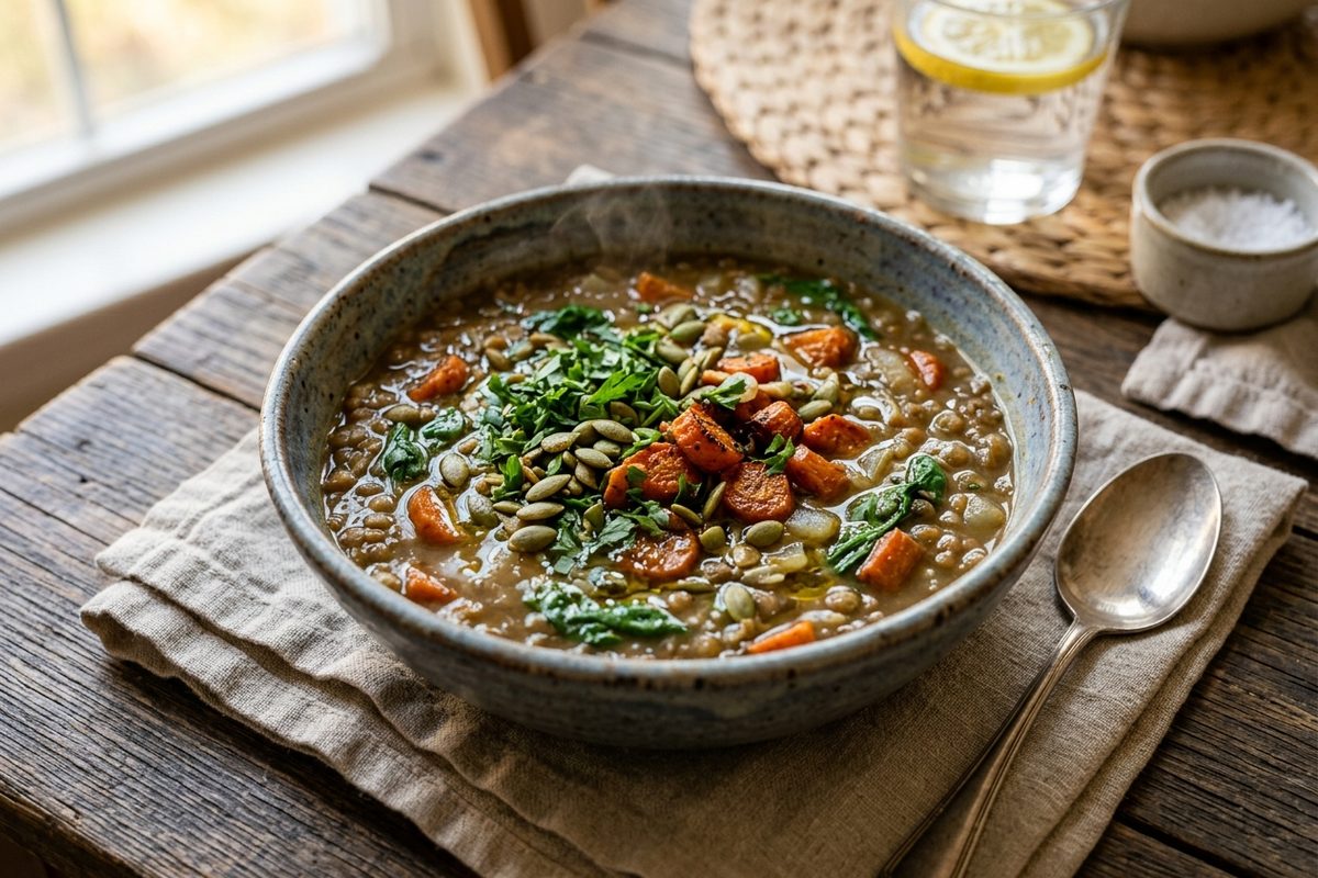 Air Fryer Lentil Soup — finished dish