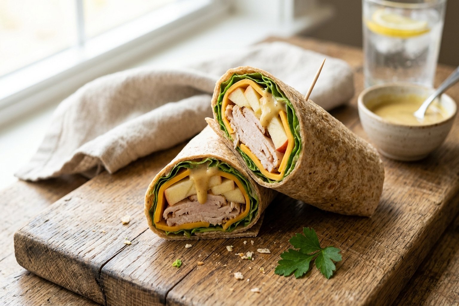Apple Cheddar Turkey Wraps