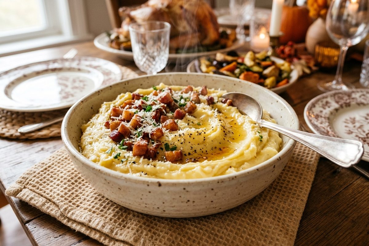 Carbonara Mashed Potatoes — finished dish