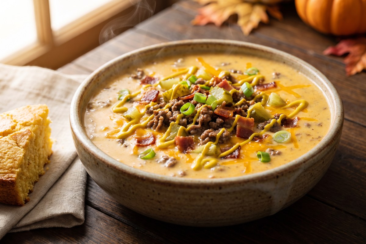 Cheeseburger Soup — finished dish