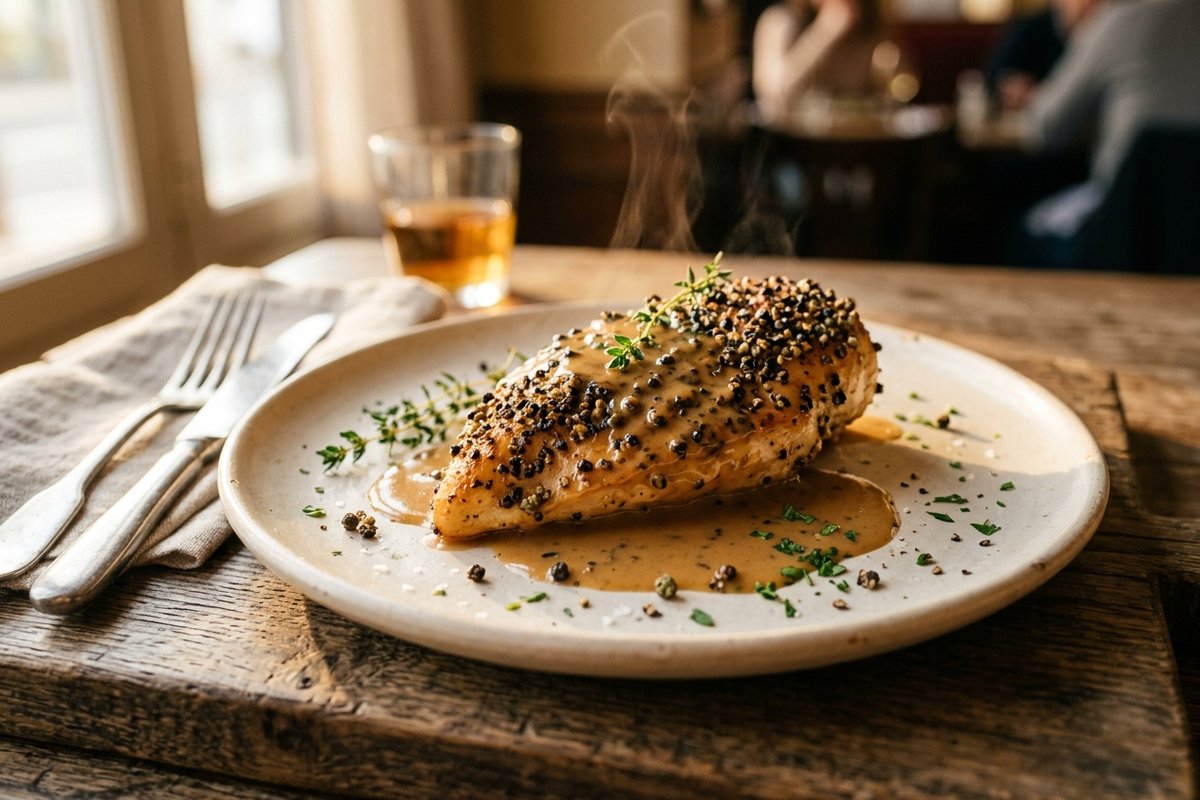 Chicken au Poivre — finished dish