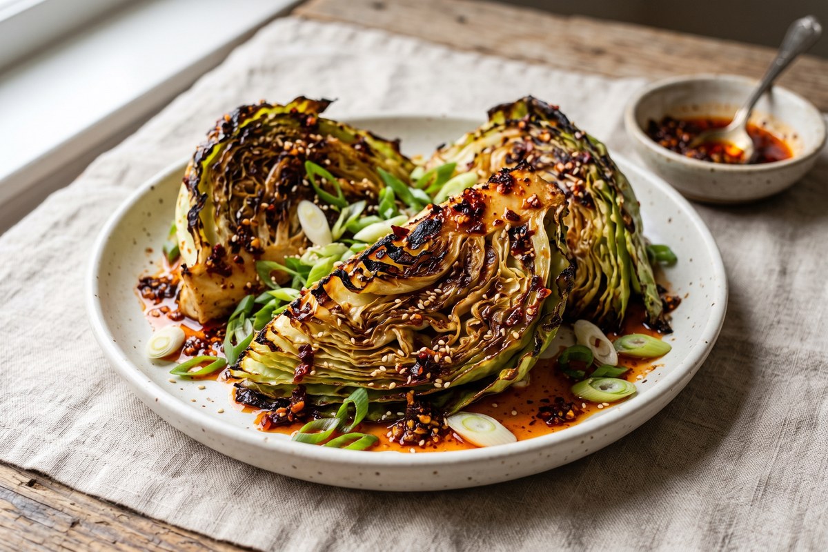 Chili Crisp Roasted Cabbage Wedges — finished dish