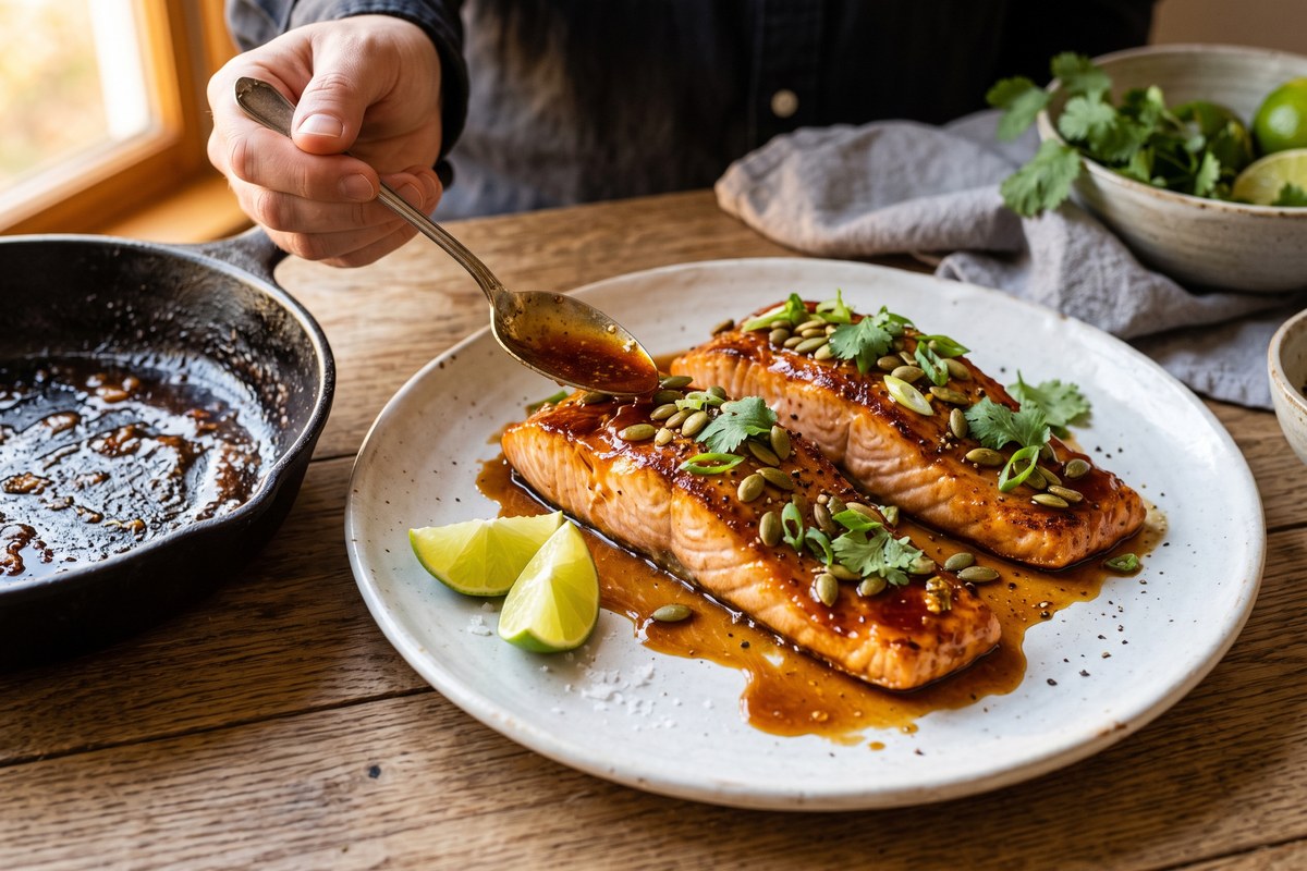 Chipotle-Maple Glazed Salmon — finished dish