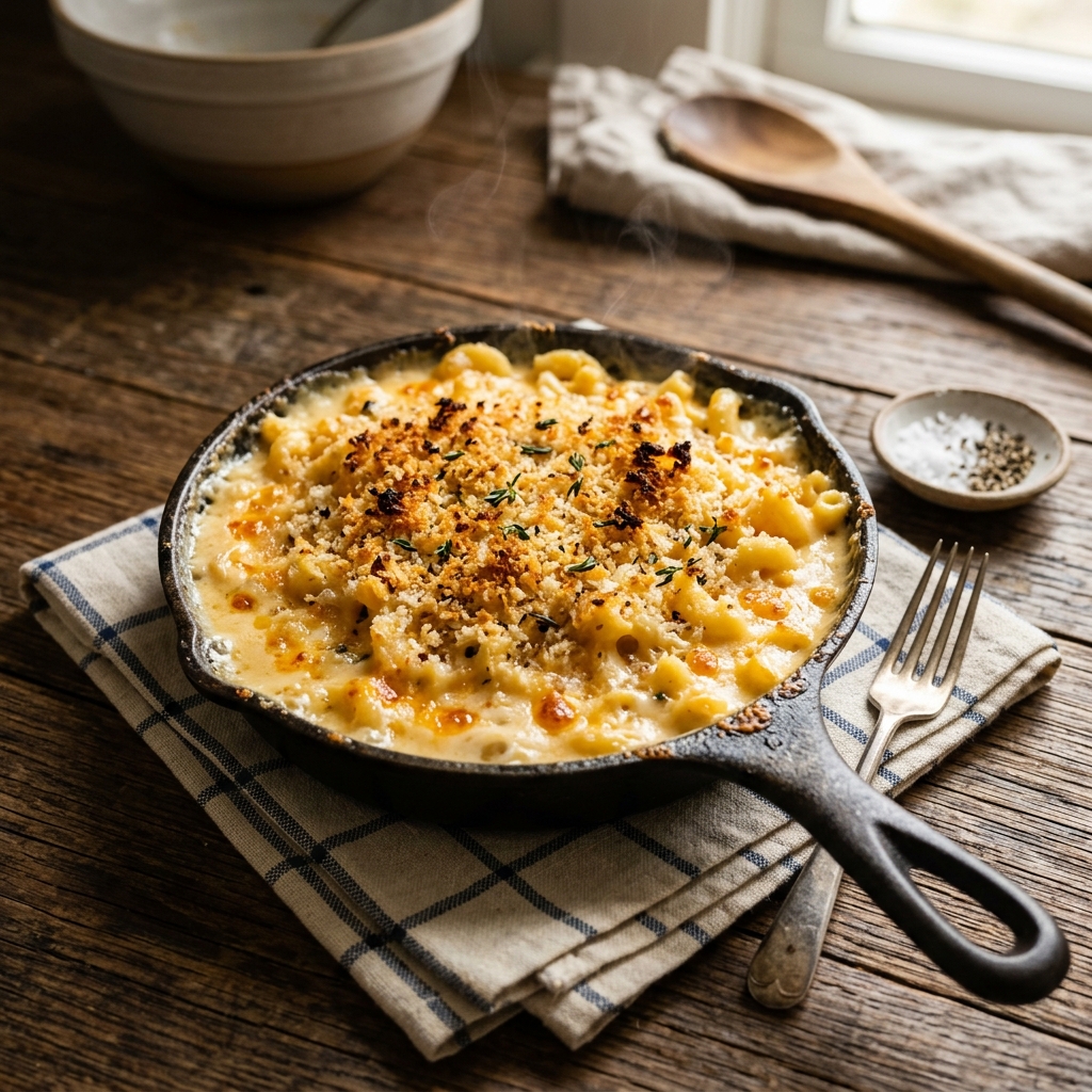 Classic Mac & Cheese (Stovetop + Baked) — finished dish