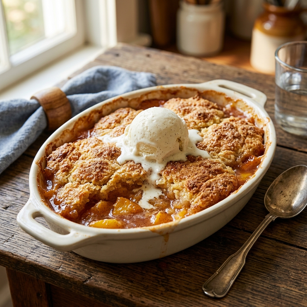 Fresh Peach Cobbler — finished dish