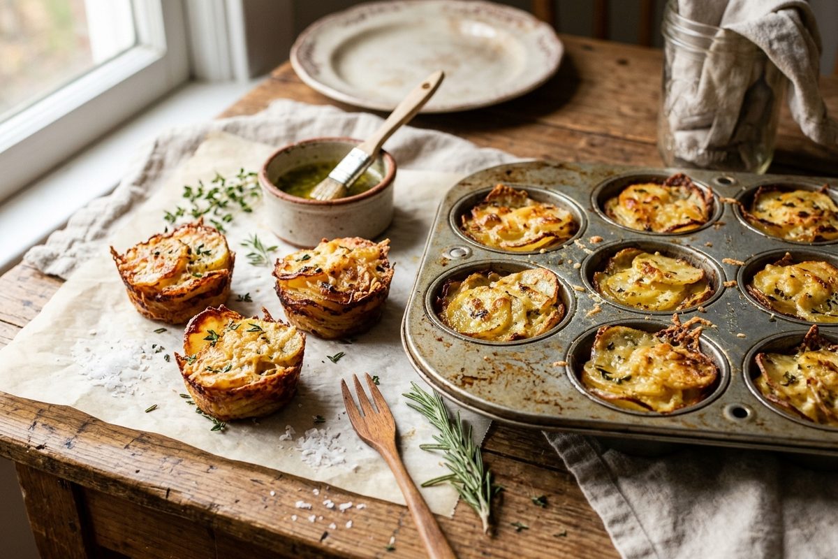Garlic-Herb Butter Potato Stacks — finished dish