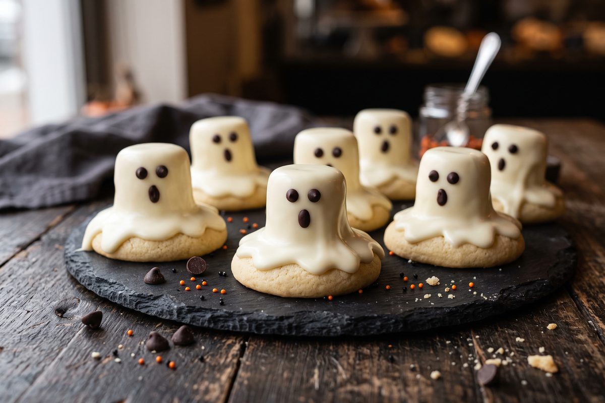 Ghost Cookies (Marshmallow & White Chocolate Sugar Cookies) — finished dish