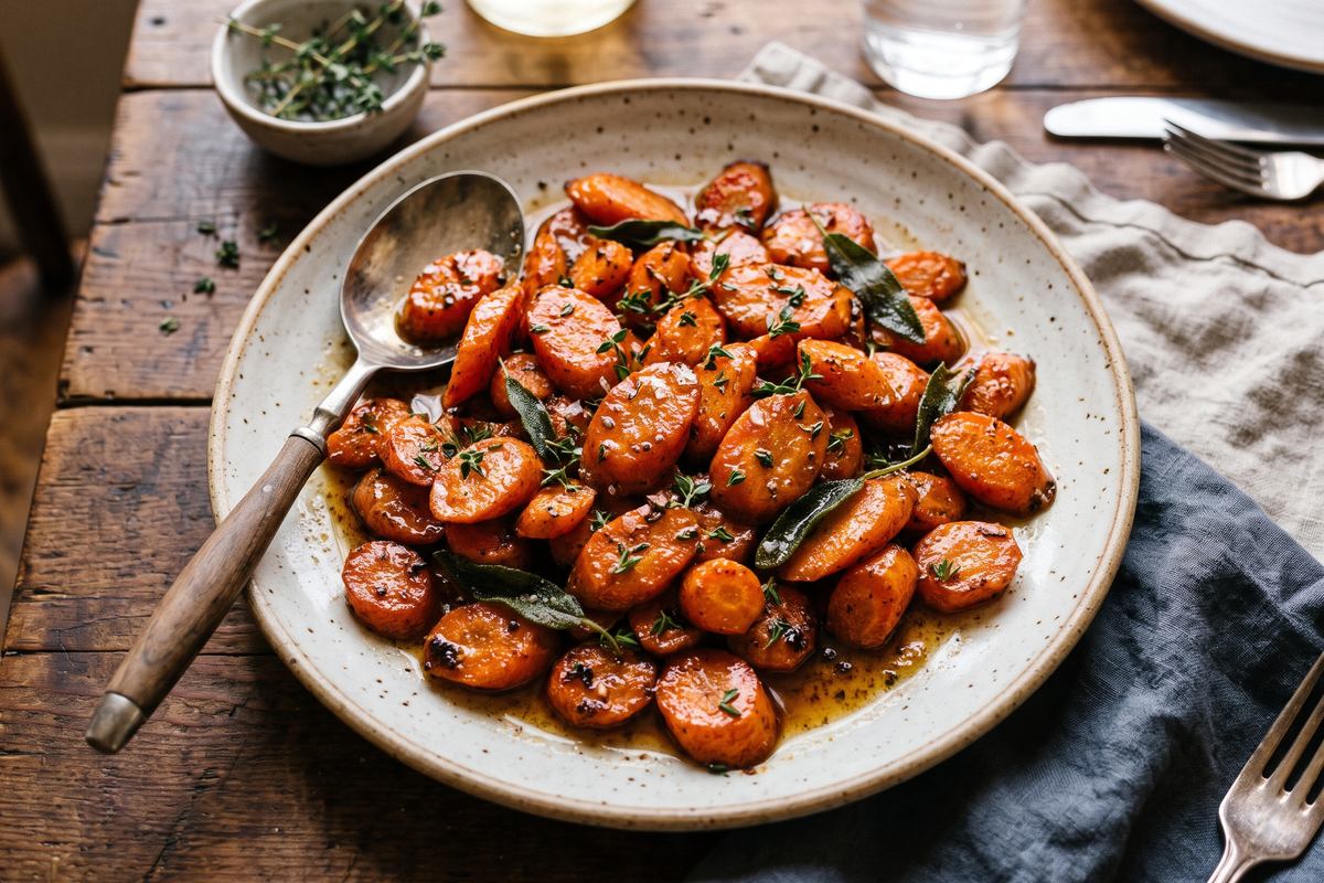 Glazed Carrots with Brown Butter & Thyme — finished dish