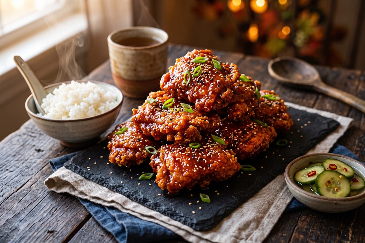 Gochujang Butter Fried Chicken (Korean Fakeaway) — finished dish