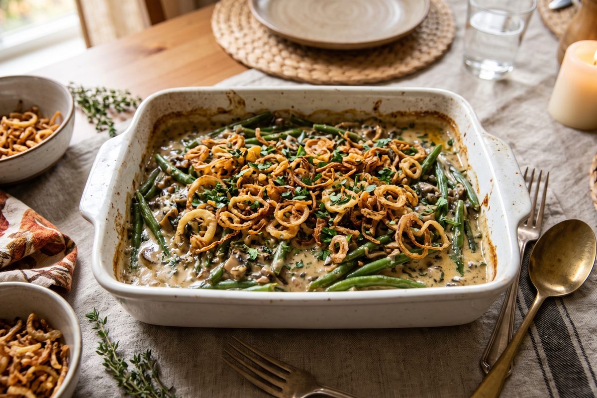 Homemade Green Bean Casserole — finished dish