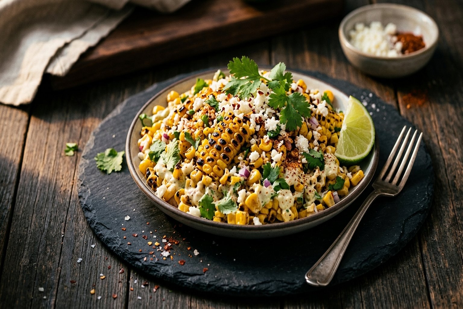 Grilled Corn Elote Salad — finished dish