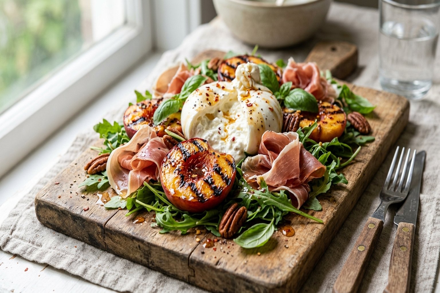 Grilled Peach & Burrata Salad