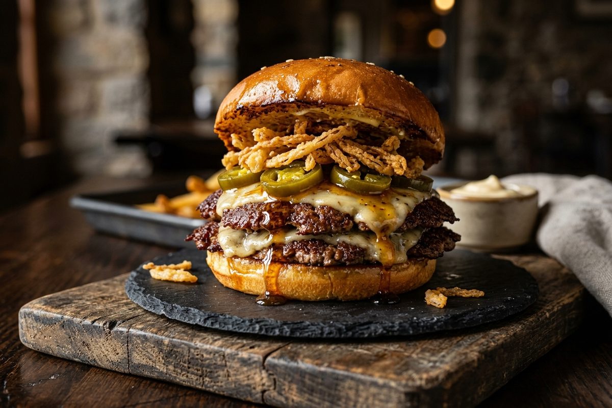 Hot Honey Smash Burger — finished dish