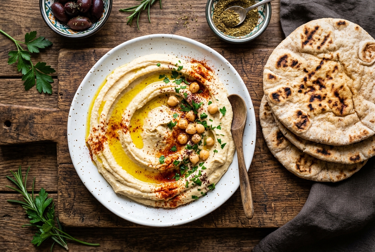 Hummus with Olive Oil and Paprika