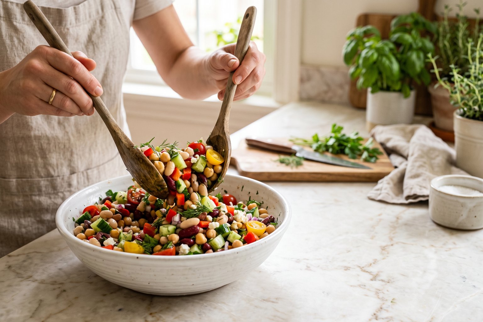 Mediterranean Dense Bean Salad — finished dish