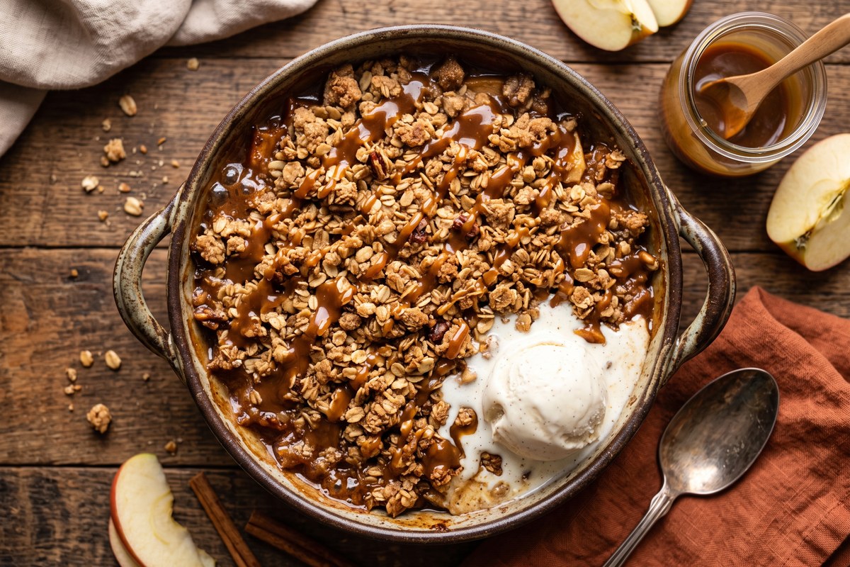 Miso Caramel Apple Crisp — finished dish