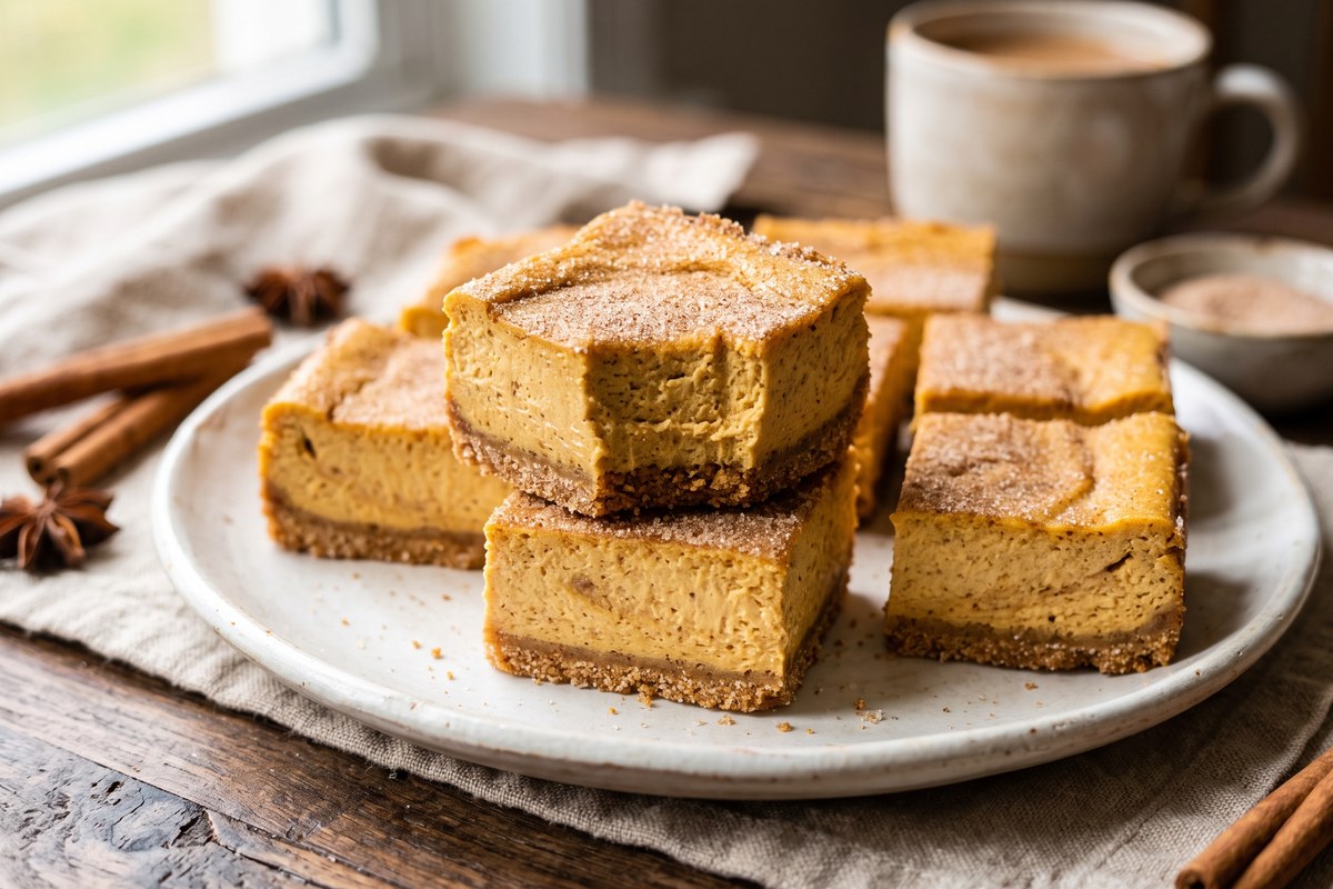Pumpkin Churro Cheesecake Bars — finished dish