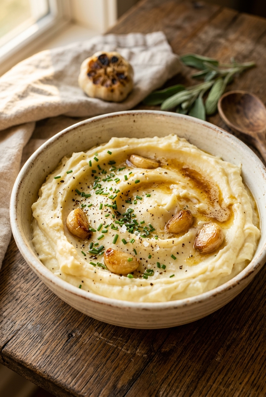 Roasted Garlic Mashed Potatoes — finished dish